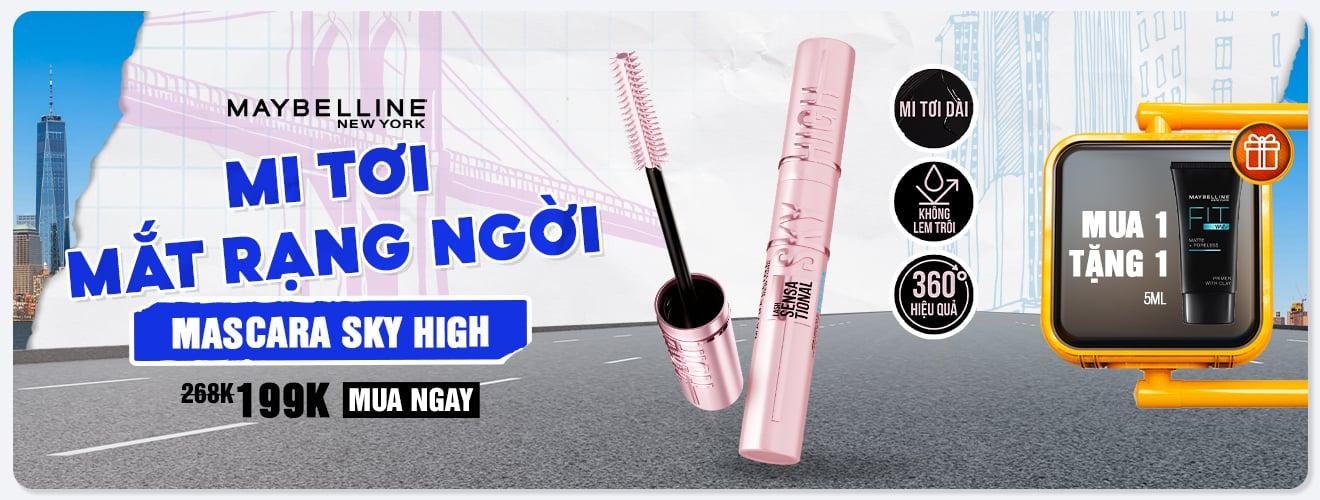 Mascara Tơi Dài Mi Không Giới Hạn Maybelline Lash Sensational Sky High Waterproof Mascara Makeup 6ml